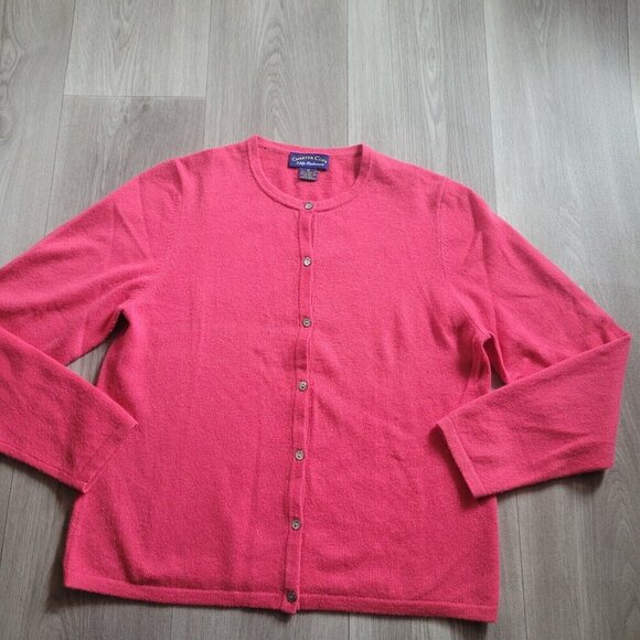 Charter Club Women's size M 2-Ply Cashmere Cardigan Sweater Button pink - Picture 4 of 5